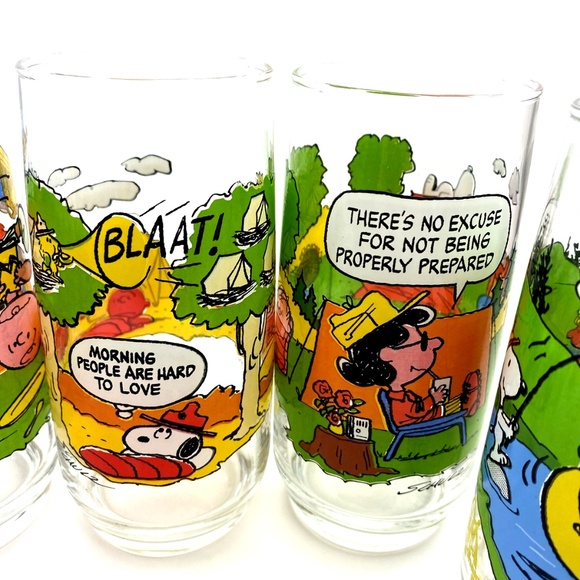 Peanuts Snoopy Camp Charlie Brown McDonalds Lot of 5 Glasses Vintage 1968 - Picture 4 of 10